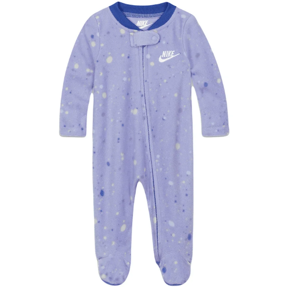 Nike Baby Girls Dot-Print Fleece Footie Coverall Purple Pulse Sleepwear 6 Months